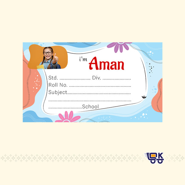 Personalized Abstract Theme Name Labels with Photo | Kids School Sticker Labels (36 Pcs Pack)