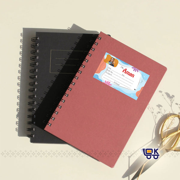 Personalized Abstract Theme Name Labels with Photo | Kids School Sticker Labels (36 Pcs Pack)