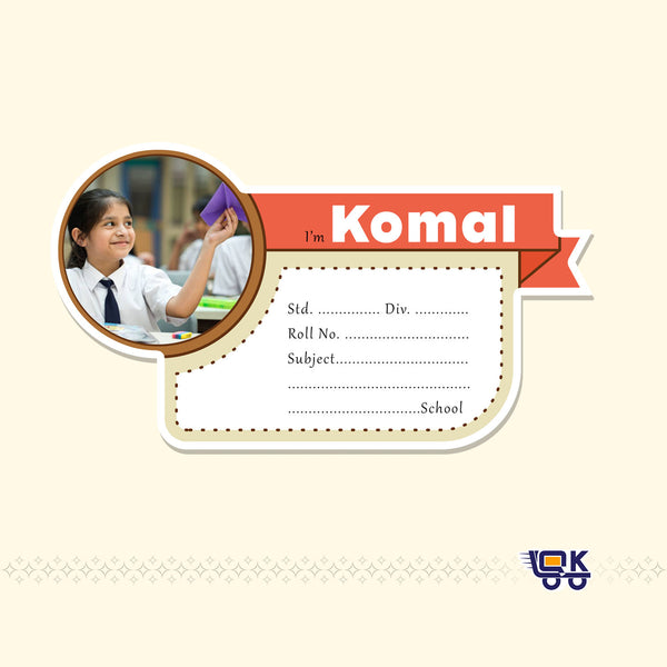 Personalized Name Banner Photo Slips for Kids | Custom School Notebook Labels (24 pcs Pack)