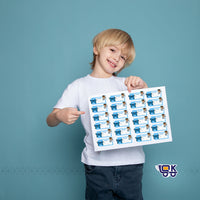 Personalized Blue Butterfly Photo Name Slips for Kids | Custom School Notebook Labels (24 pcs Pack)