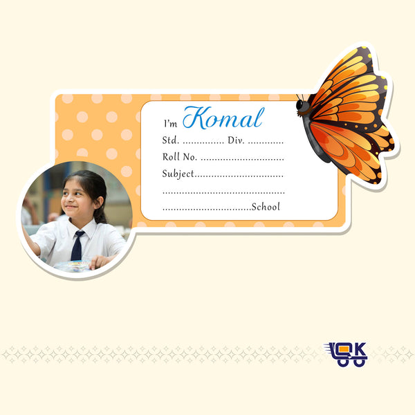 Personalized Butterfly Photo Name Slips for Kids | Custom School Notebook Labels (24 pcs Pack)
