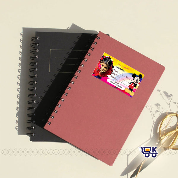 Personalized Cartoon Theme Name Slips with Photo | Kids School Labels Stickers 36 Pcs Pack