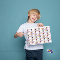 Personalized Cartoon Theme Name Slips with Photo | Kids School Labels Stickers 36 Pcs Pack