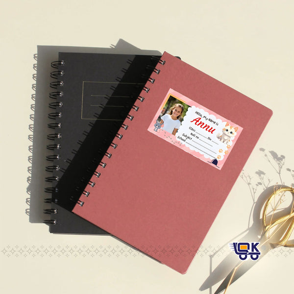 Personalized Cute Cat Theme Name Slips with Photo | Kids School Labels Stickers 36 Pcs Pack