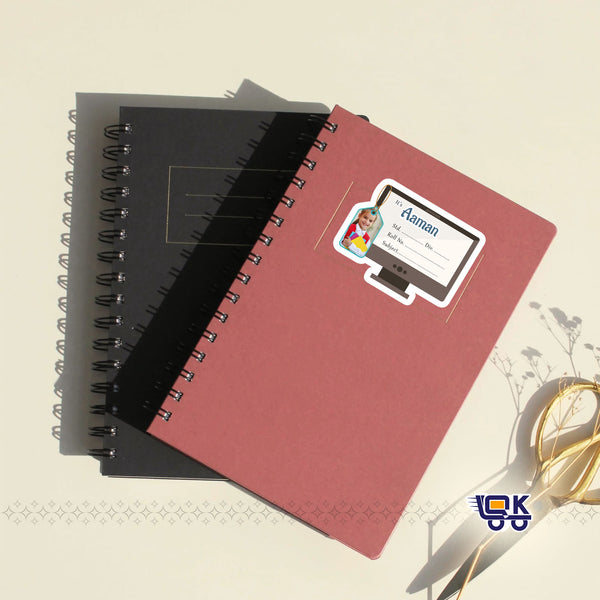 Personalized Computer Theme Name Slips with Photo | Kids Notebook Labels (24 Pcs Pack)