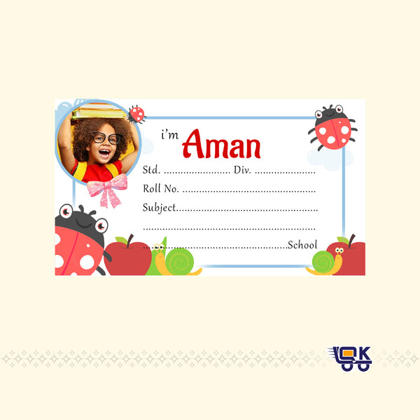 Personalized Cute Bug Theme Name Labels with Photo | Kids School Sticker Labels (36 Pcs Pack)