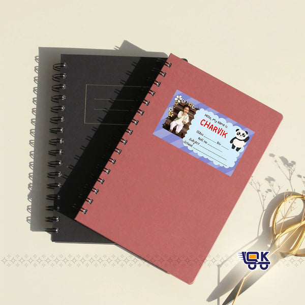 Personalized Cute Panda Name Labels with Photo | Kids School Sticker Labels (36 Pcs Pack)