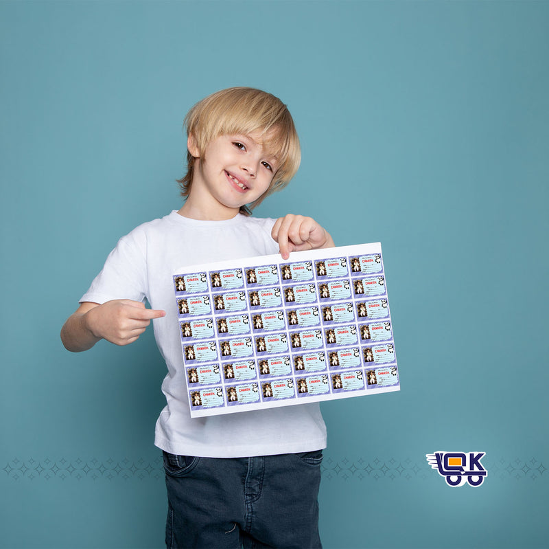 Personalized Cute Panda Name Labels with Photo | Kids School Sticker Labels (36 Pcs Pack)