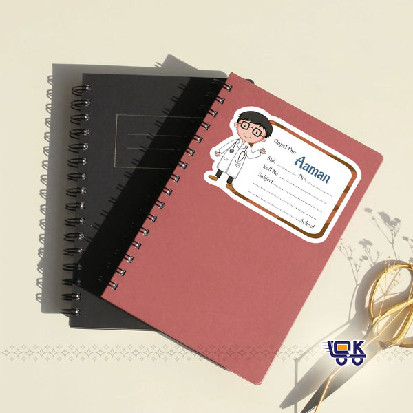 Personalized Doctor Theme Name Slips for Kids | Custom School Notebook Labels (24 pcs Pack)