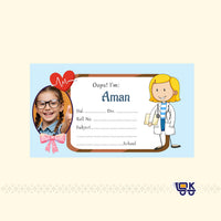 Personalized Doctor Theme Name Labels with Photo | Kids School Sticker Labels (36 Pcs Pack)