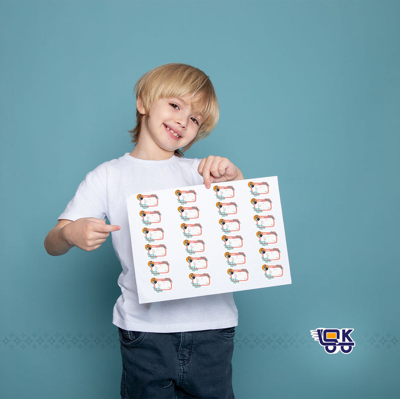 Personalized Floral Photo Name Slips for School | Aesthetic Notebook Labels for Kids (24 pcs Pack)