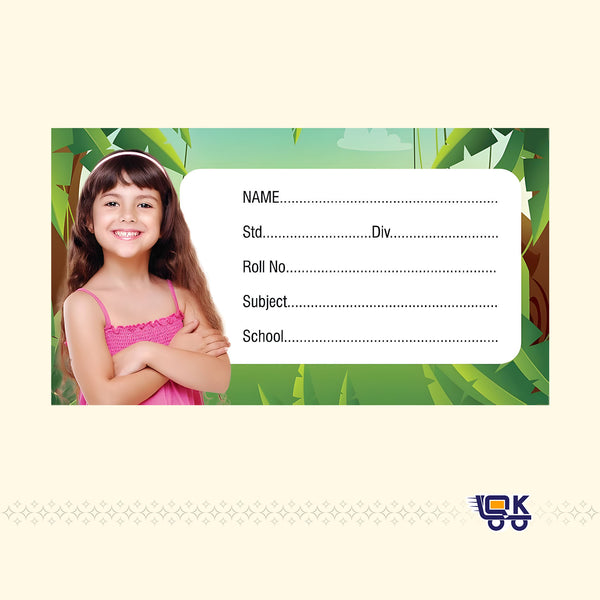 Personalized Jungle Theme Name Slips with Photo | Kids School Labels Stickers 36 Pcs Pack