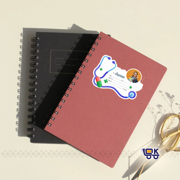 Personalized Medical Photo Name Slips for Kids | Custom School Notebook Labels (24 pcs Pack)