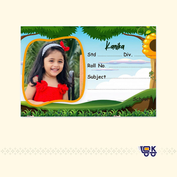 Personalized Nature Theme Name Slips with Photo | Kids School Label Stickers (36 Pcs Pack)