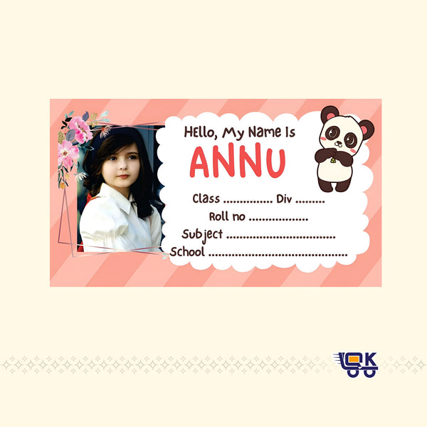 Personalized Panda Theme Name Slips with Photo | Kids School Labels Stickers 36 Pcs Pack