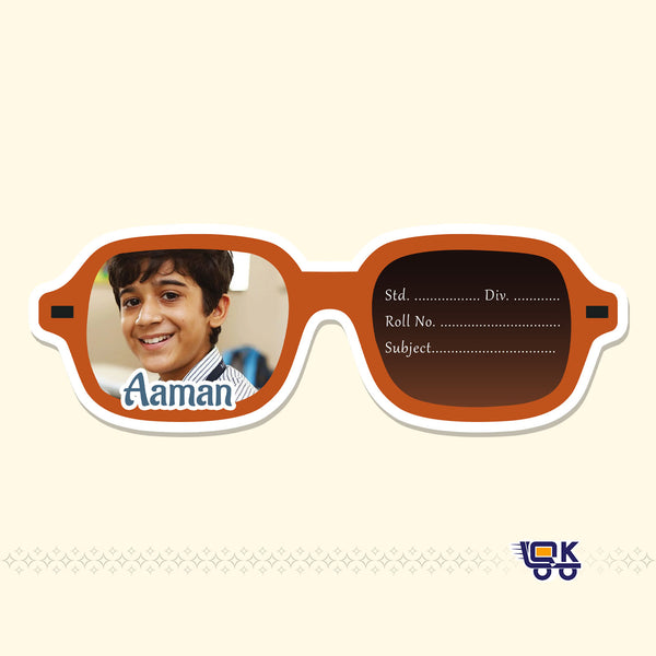 Personalized Sunglasses Name Slips with Photo | Kids Notebook Labels (24 Pcs Pack)