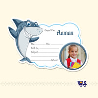 Personalized Shark Theme Name Slips with Photo | Kids School Labels Stickers (24 Pcs Pack)