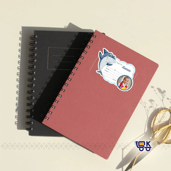 Personalized Shark Theme Name Slips with Photo | Kids School Labels Stickers (24 Pcs Pack)
