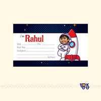 Personalized Space Theme Name Labels with Photo | Kids School Sticker Labels (36 Pcs Pack)