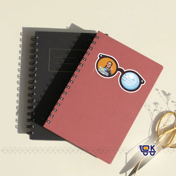 Personalized Sunglasses Shape Name Slips for Kids | Photo Notebook Labels (24 pcs Pack)