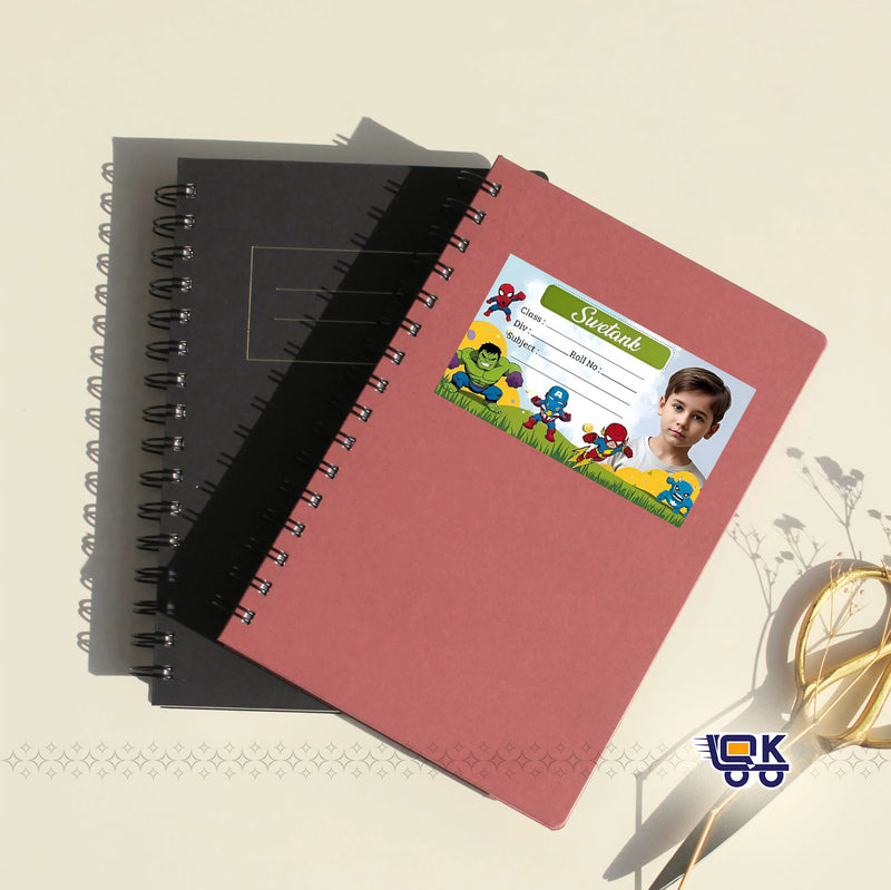 Personalized Superhero Theme Name Slips with Photo | Kids School Label Stickers (36 Pcs Pack)