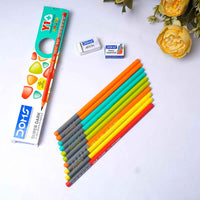 QUANTUMKART LASER PERSONALIZED NAME PENCILS BOX SET OF 10 PCS (1 ERASER & SHARPENER FREE)