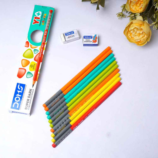 QUANTUMKART LASER PERSONALIZED NAME PENCILS BOX SET OF 10 PCS (1 ERASER & SHARPENER FREE)